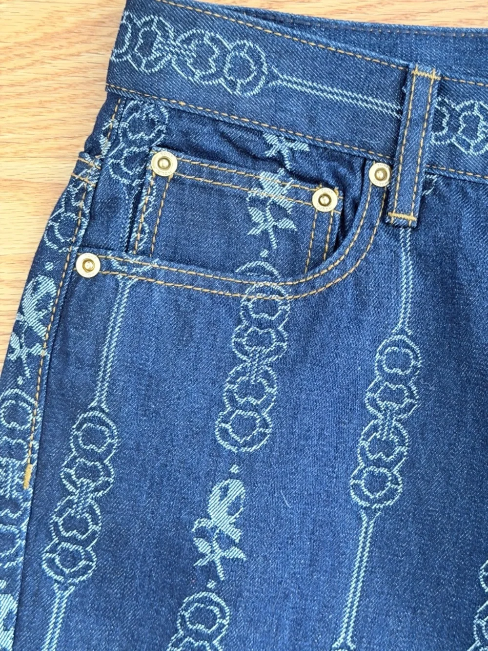 Tory Burch NWT Gemini Link Bloom Jacquard Denim Pant (30)